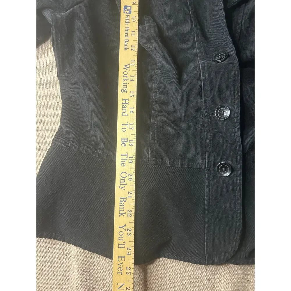 St Johns Bay Black Corduroy Stretch Fitted Blazer Gingham Trim XL Women's - Picture 4 of 9